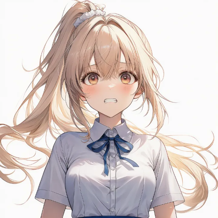 歯を食いしばって力む表情のAIイラスト