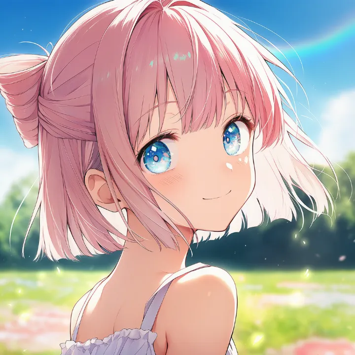 口を閉じた控えめな笑顔のAIイラスト