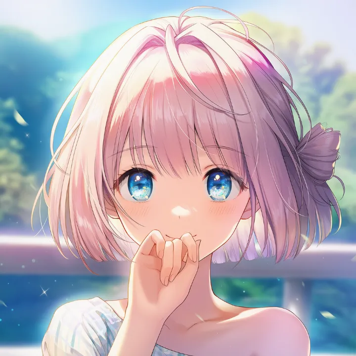手で口元を隠しながら笑うAIイラスト