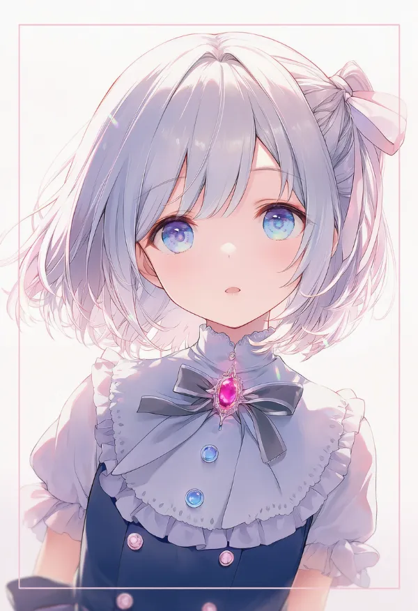 宝石装飾を付けた魔法少女ドレスのAIイラスト