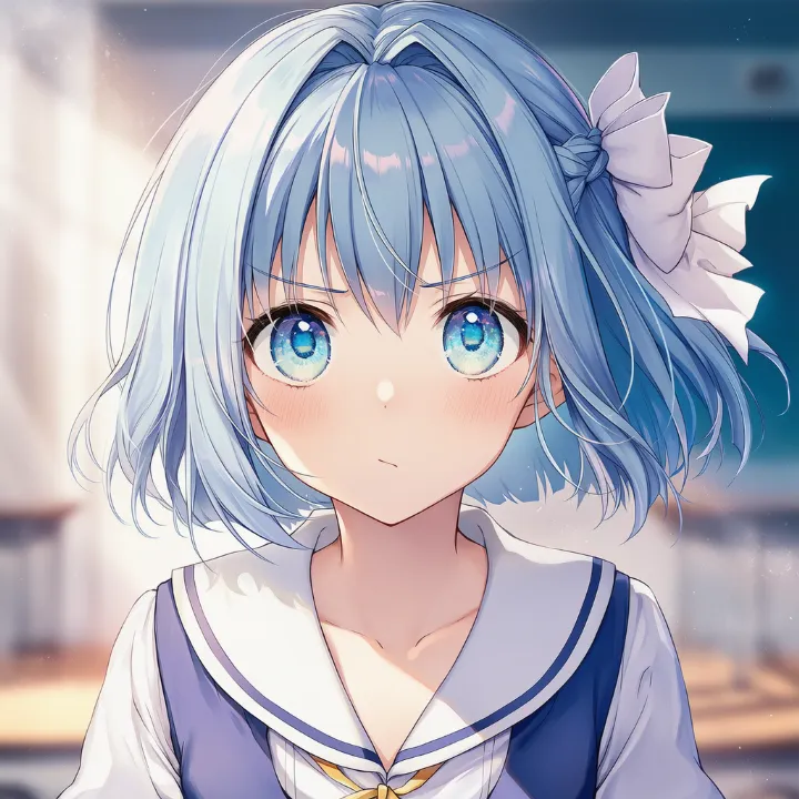 口角が上がった表情を再現したAIイラスト