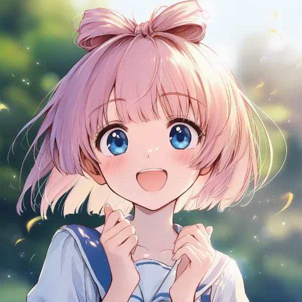 ワクワクした気持ちが伝わる明るい表情のAIイラスト