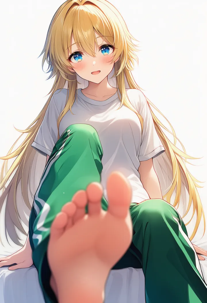 足を遠近感で手前に強調したAIイラスト
