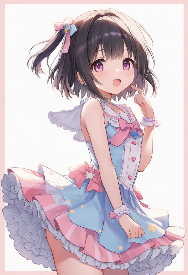 フリルドレスを着た魔法少女のAIイラスト