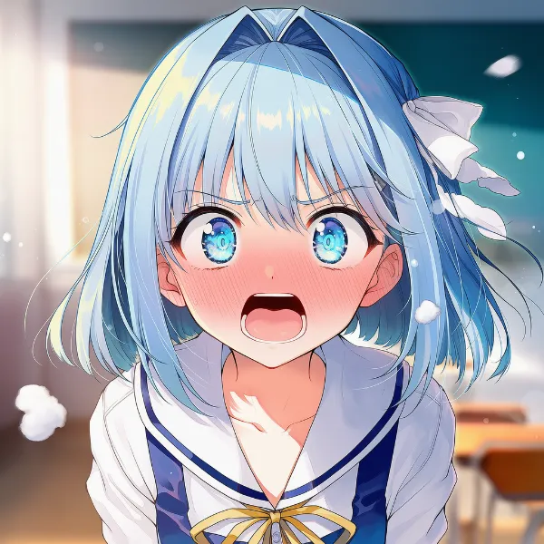 怒りや興奮で顔全体を赤くした表情のAIイラスト