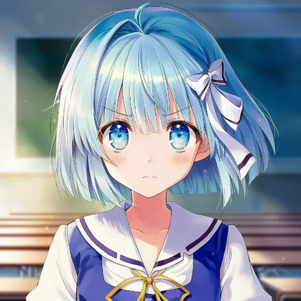 眉間に力を入れて眉をひそめた表情のAIイラスト