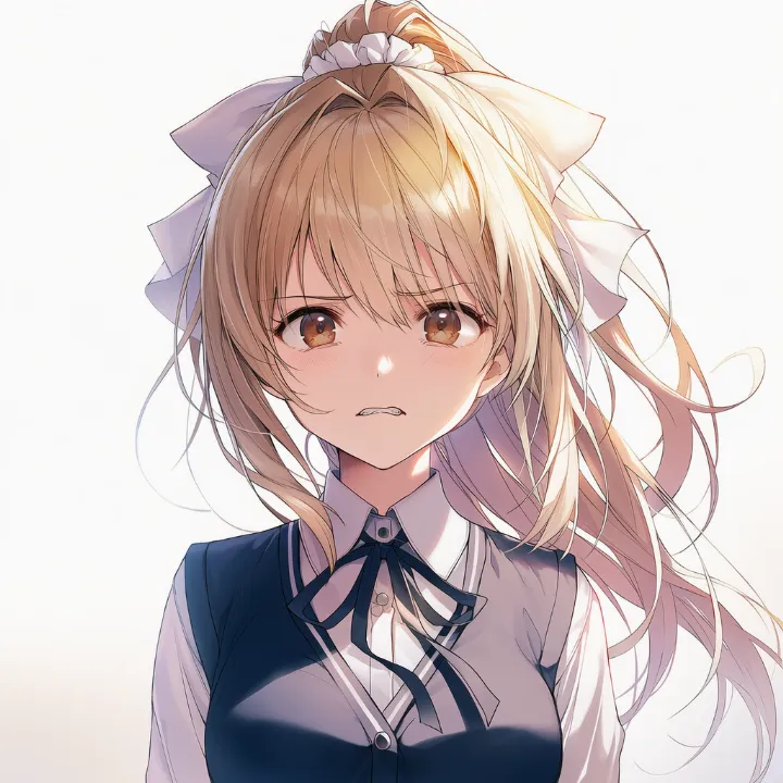 顔をしかめて力む表情のAIイラスト