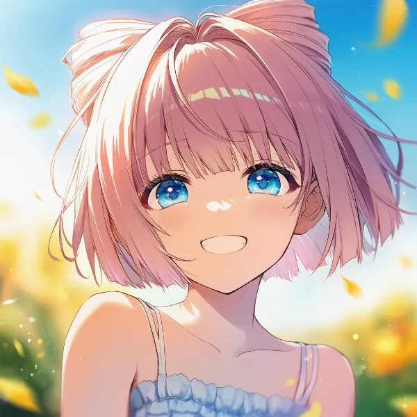 歯を見せてニッと笑う表情のAIイラスト