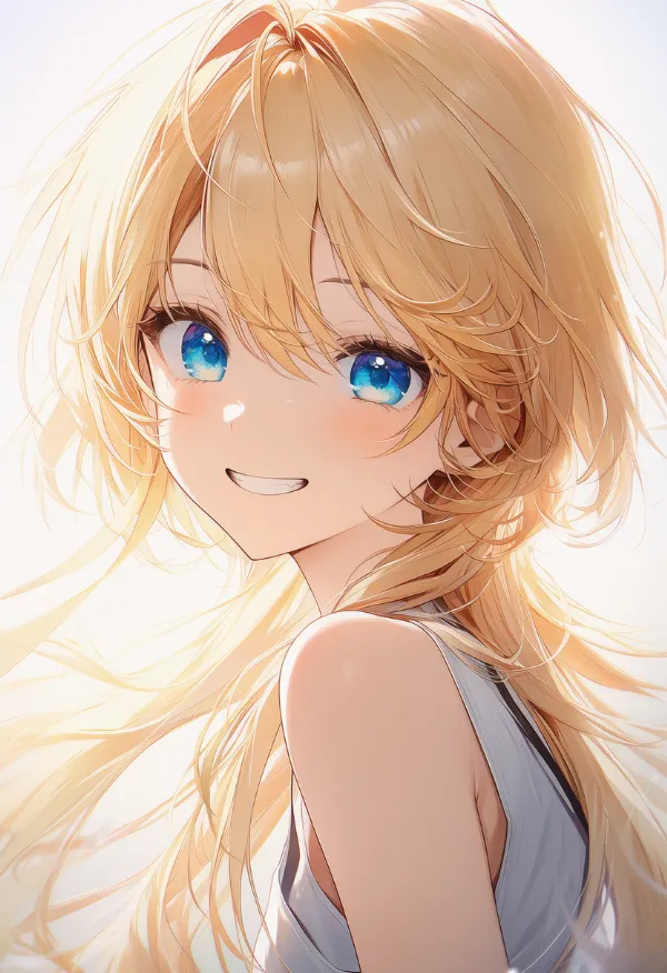 自信ありげに大きく笑う表情のAIイラスト