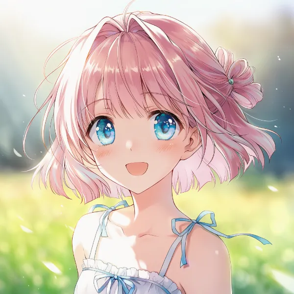 嬉しそうにニコニコ笑う表情のAIイラスト