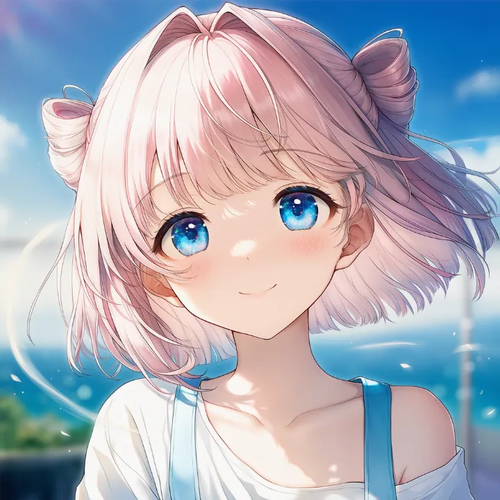 首を傾げながら笑うAIイラスト