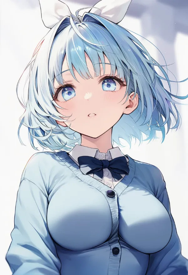 impossible cardiganで乳袋ができたカーディガンのAIイラスト