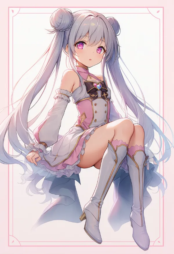 ニーブーツを合わせた魔法少女衣装のAIイラスト