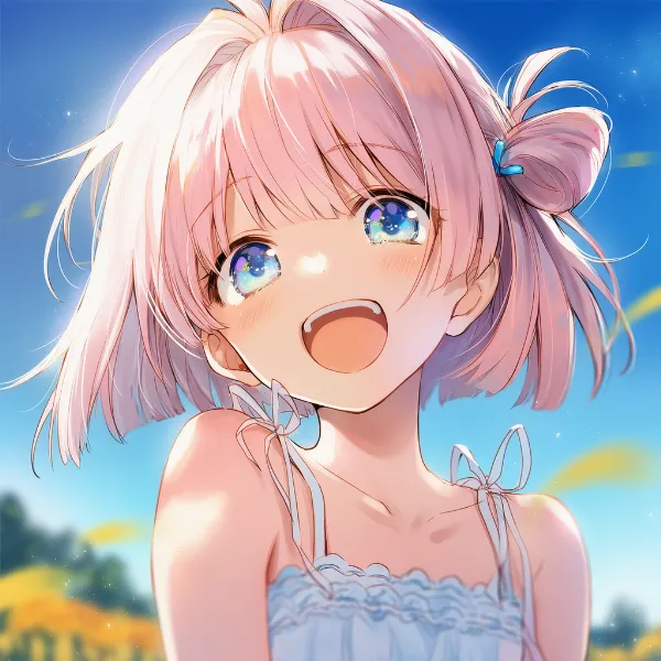 口を開けて楽しそうに笑っているAIイラスト
