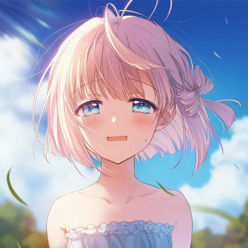 汗を浮かべながら力なく笑う疲れた表情のAIイラスト