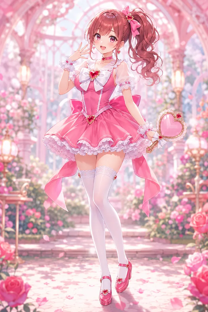 ピンク×フリルの王道魔法少女コーデのAIイラスト版