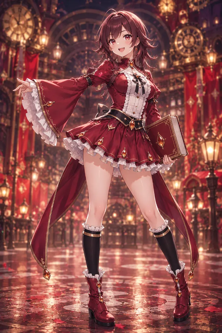 クリムゾン×ベルスリーブの魔法少女コーデのAIイラスト版