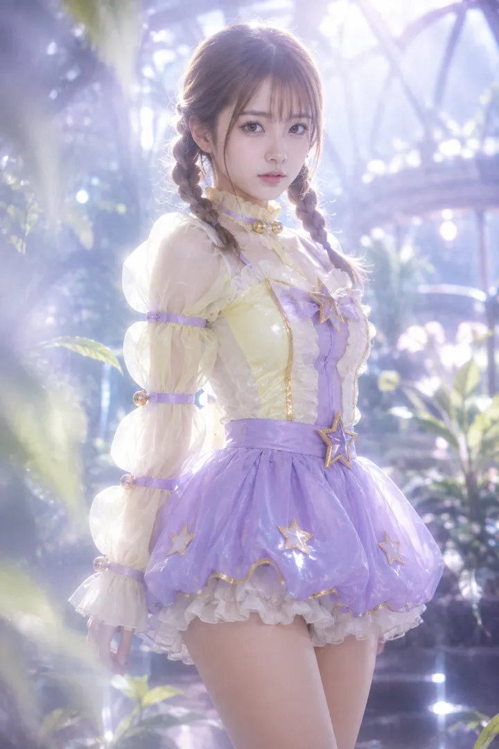 イエロー×バルーンスカートの魔法少女コーデの実写AI美女版