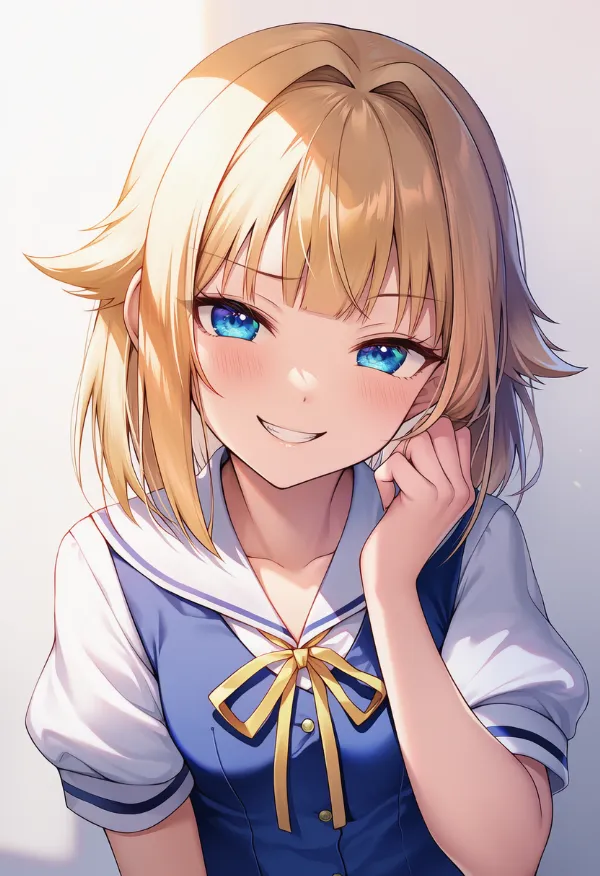 いたずらっぽく挑発する表情のAIイラスト