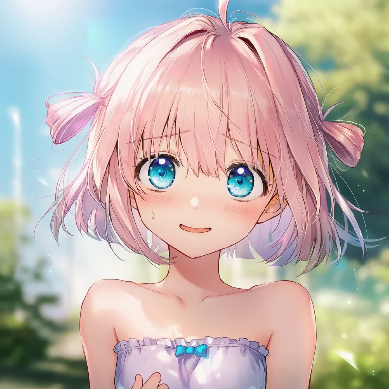 汗を浮かべながら不安そうに卑屈な笑顔を見せるAIイラスト