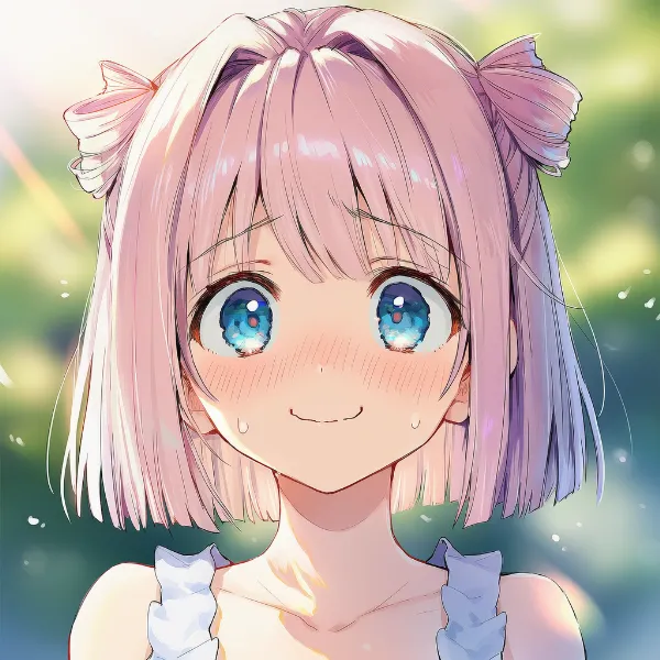緊張や不安を感じさせる引きつった笑顔のAIイラスト