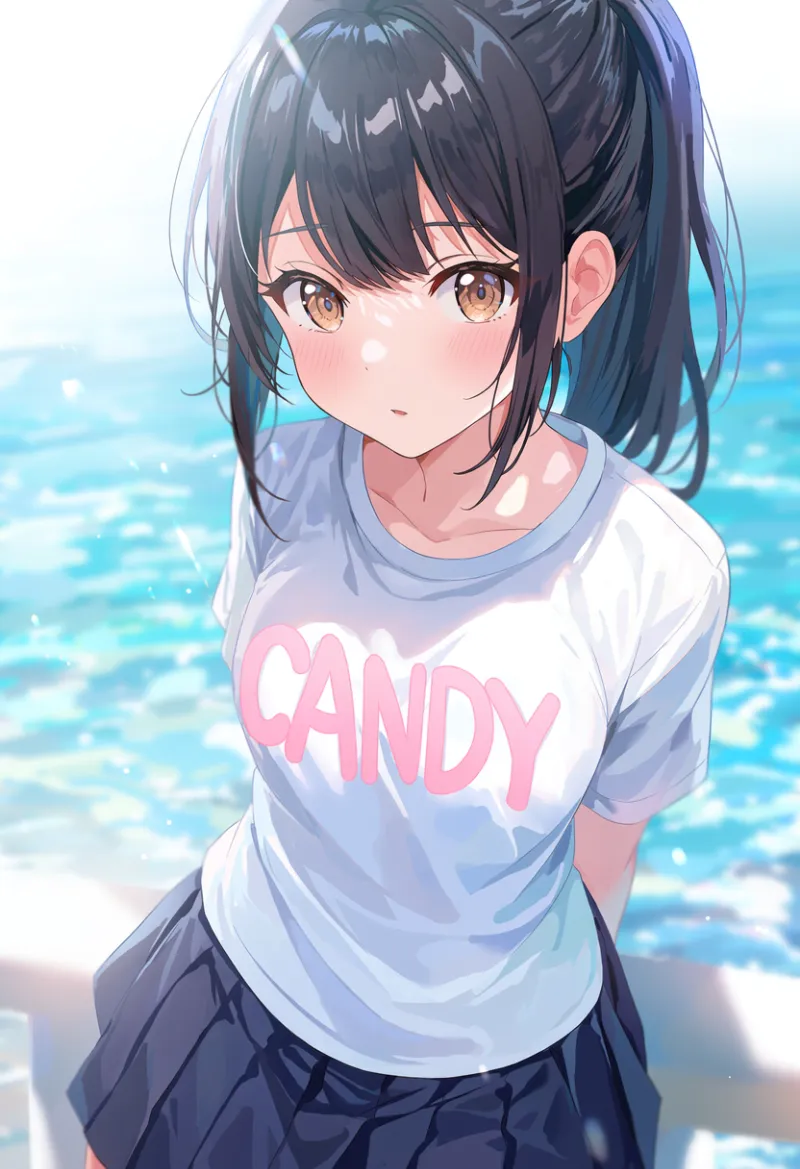 白いTシャツの胸元にピンクの「CANDY」ロゴを入れた美少女イラスト