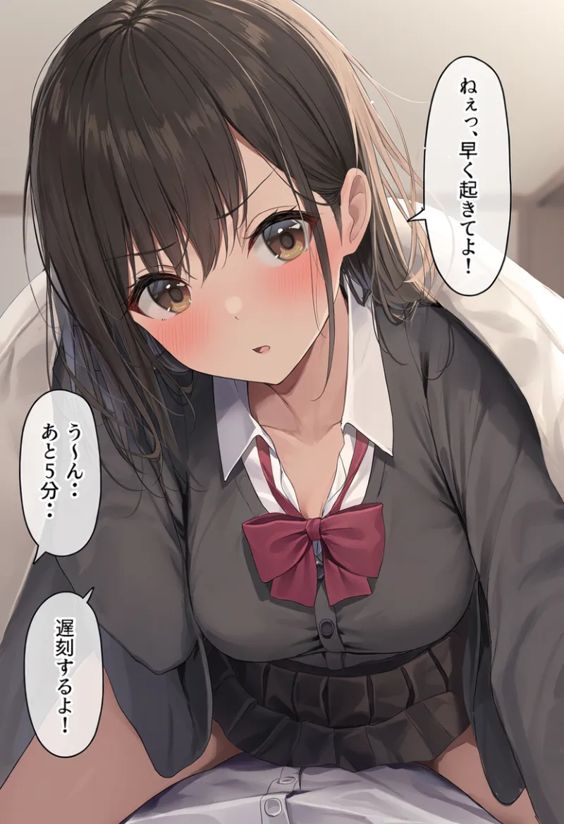 「早く起きてよ！」「あと5分‥」などの朝の会話だけから生成したAIイラスト