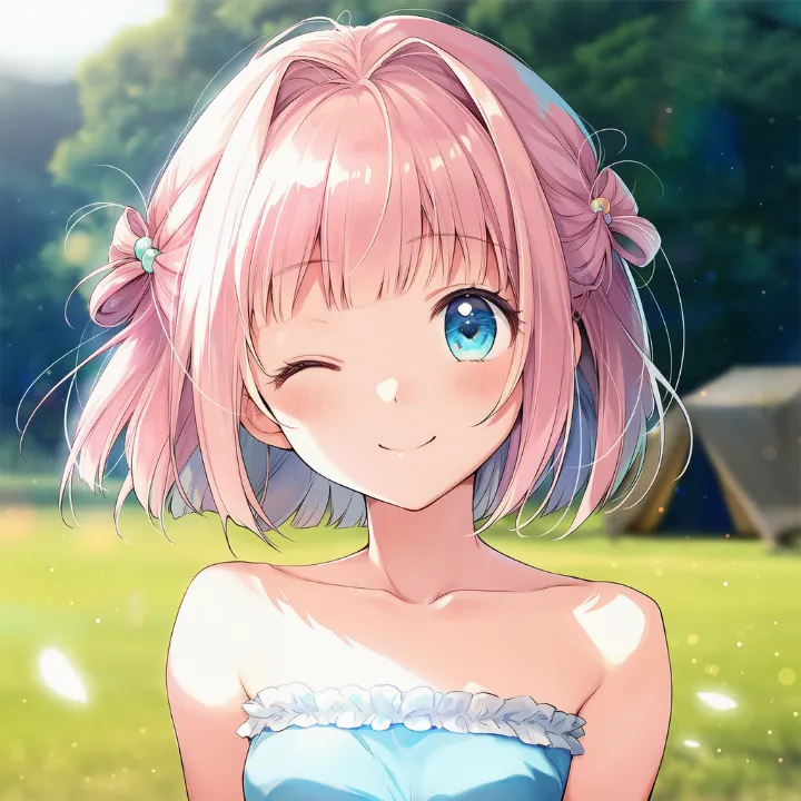 片目を閉じてウインクしながら笑うAIイラスト