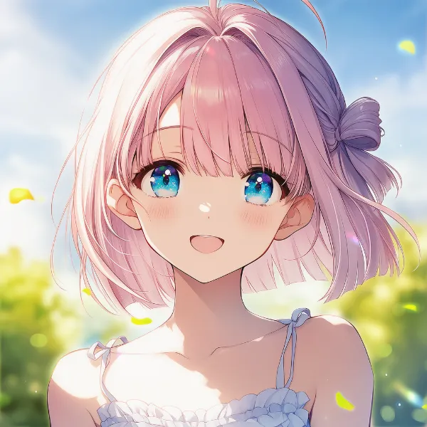 口を開けて明るく笑う表情のAIイラスト