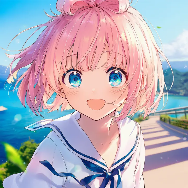 口を開けて笑う表情のAIイラスト