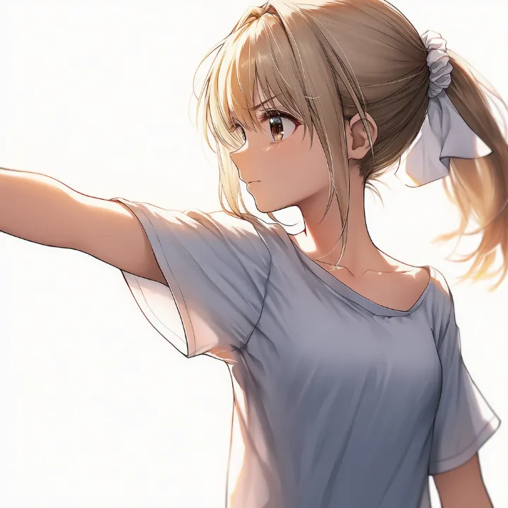 腕をまっすぐ伸ばすポーズのAIイラスト