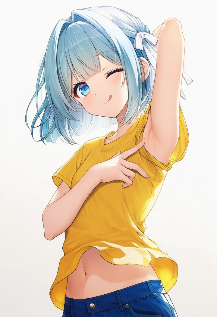 脇を見せつけるポーズのAIイラスト