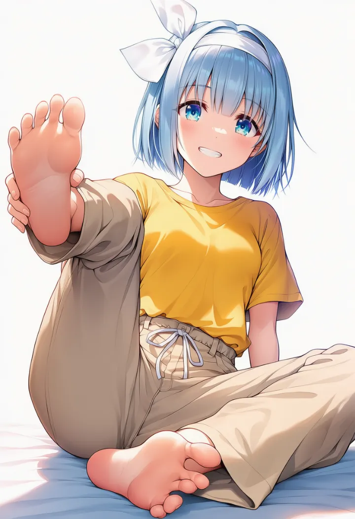足・足裏をこちらに見せるポーズのAIイラスト