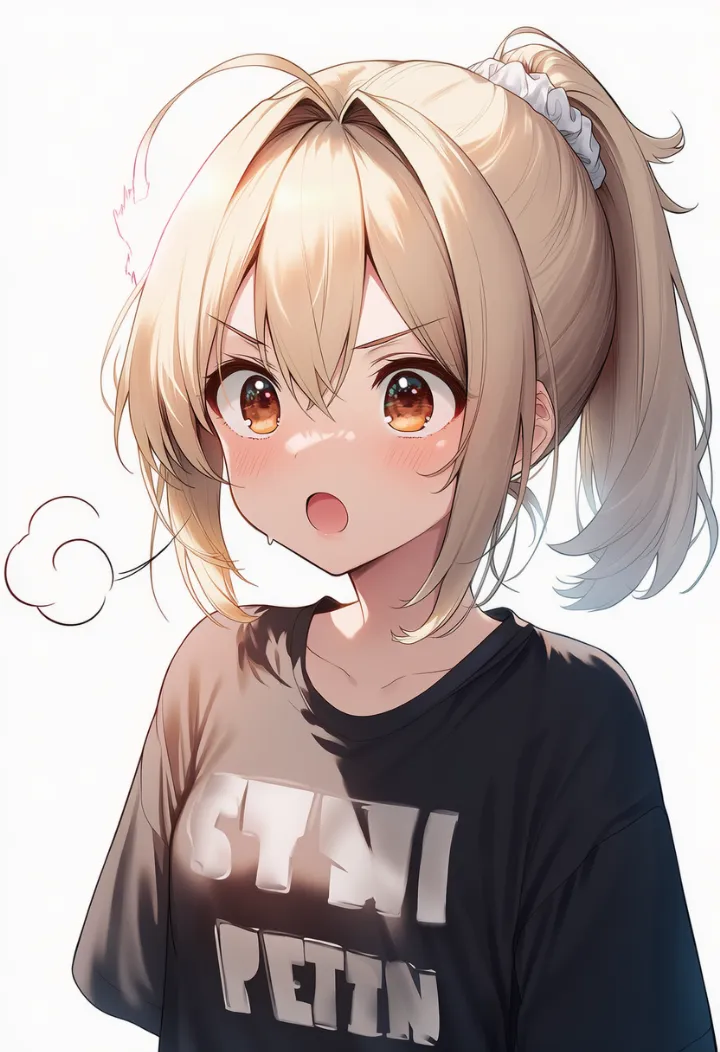 口からふっと息を吐く表現のAIイラスト