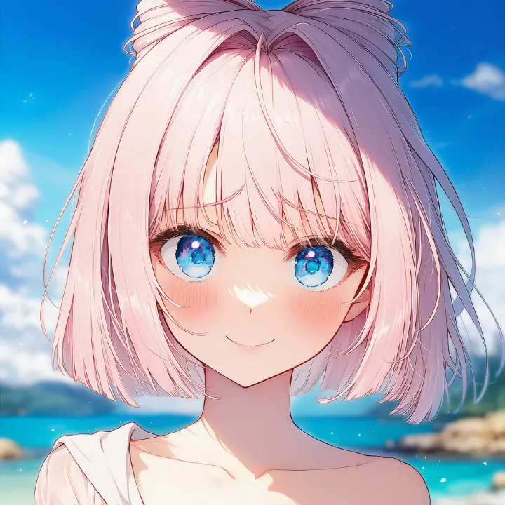 眉の内側を上げた困り顔風の表情のAIイラスト