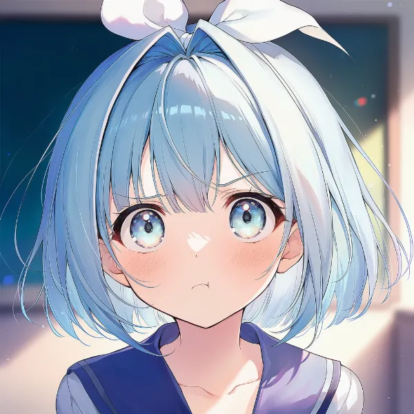 片眉を上げた不満げな表情のAIイラスト