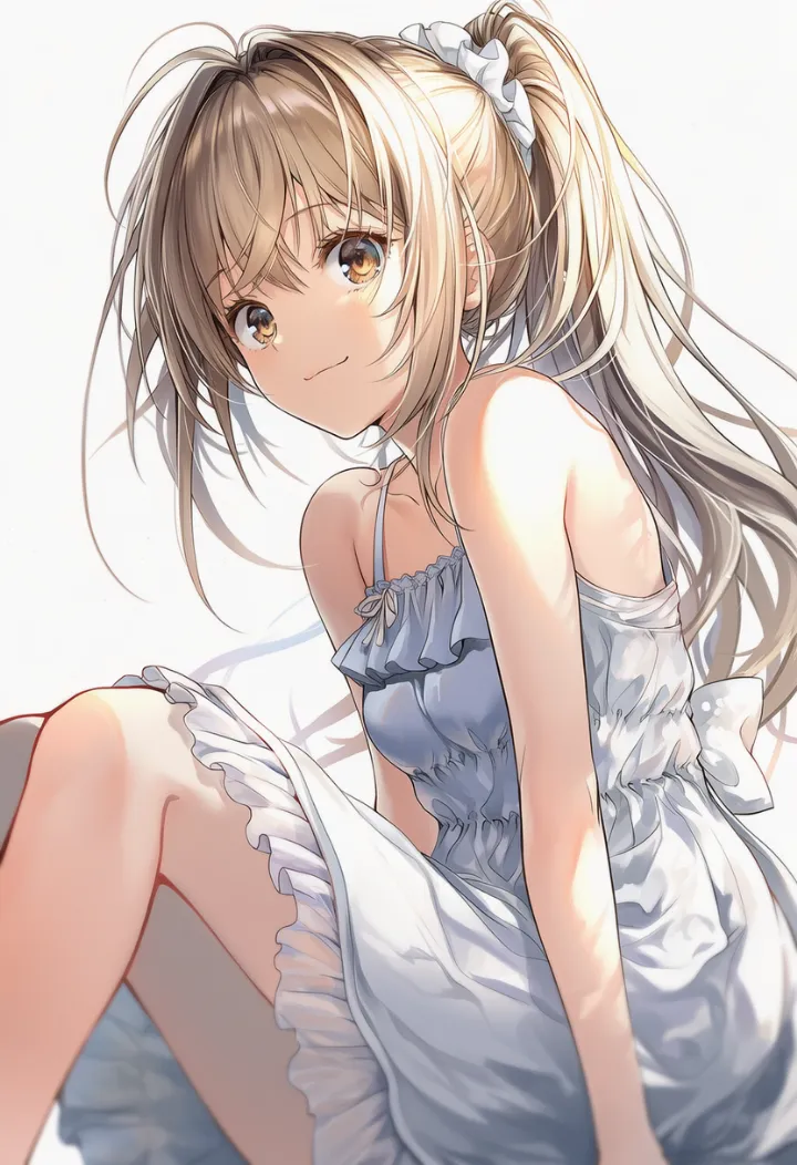 座ってリラックスするポーズのAIイラスト
