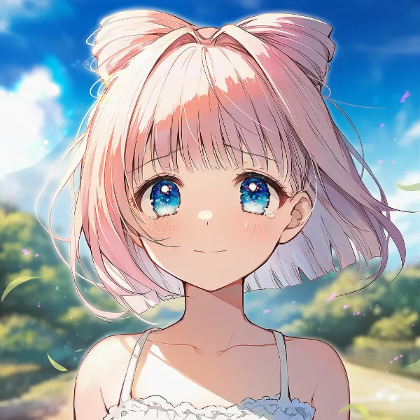 悲しさを含んだ笑顔を見せるAIイラスト