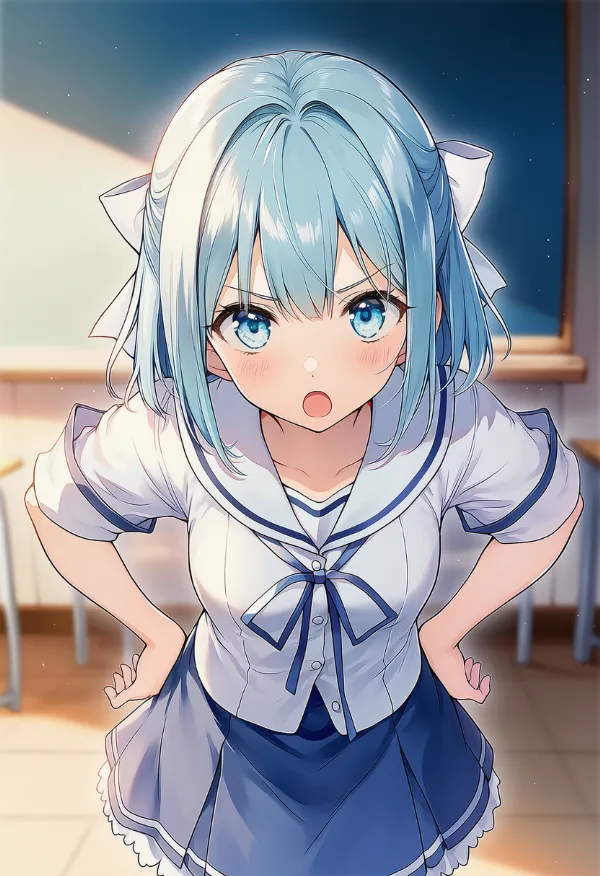 腰に手を当てて相手を叱りつけるAIイラスト