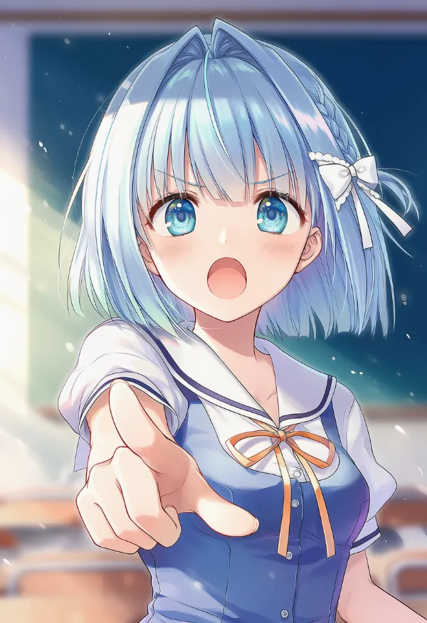 相手を指差しながら叱りつけるAIイラスト