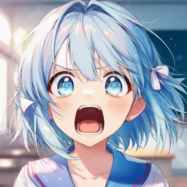 大きく口を開けて激しく叫ぶ表情のAIイラスト