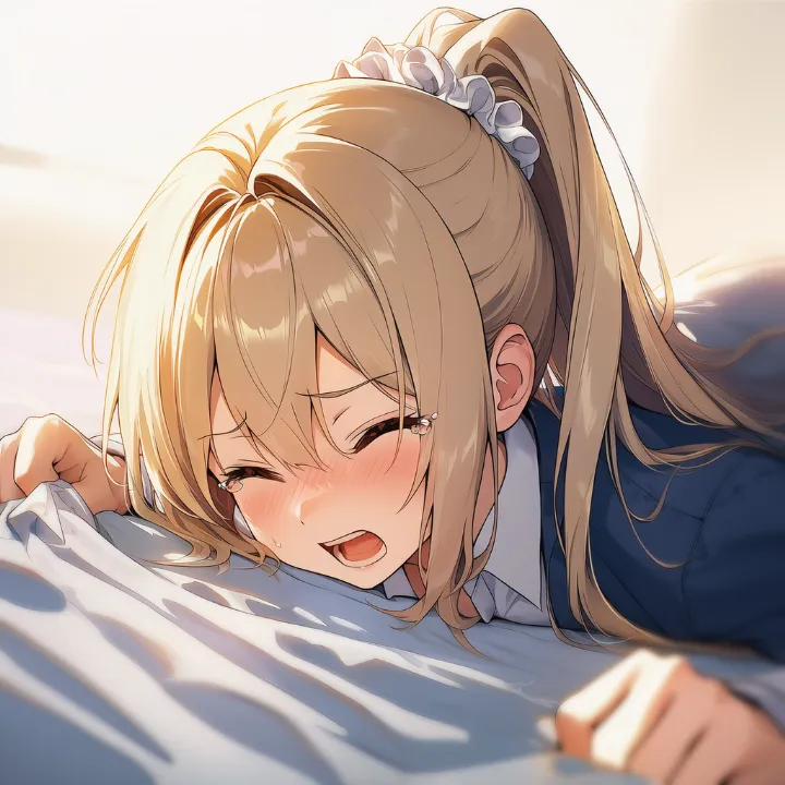 シーツをぎゅっと掴むポーズのAIイラスト
