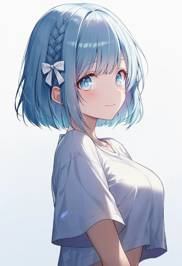shirt overhangで乳カーテンができたシャツのAIイラスト