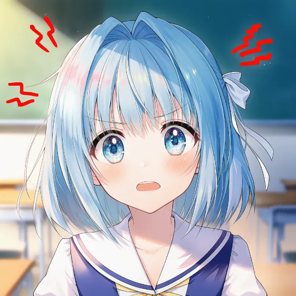 頭部周辺にギザギザの強調線を表示したAIイラスト