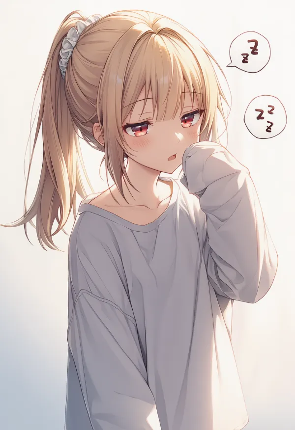 うとうと居眠りするリラックスポーズのAIイラスト
