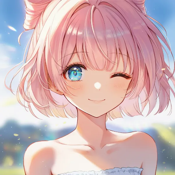 ウインクしながら笑うデフォルメ表情のAIイラスト