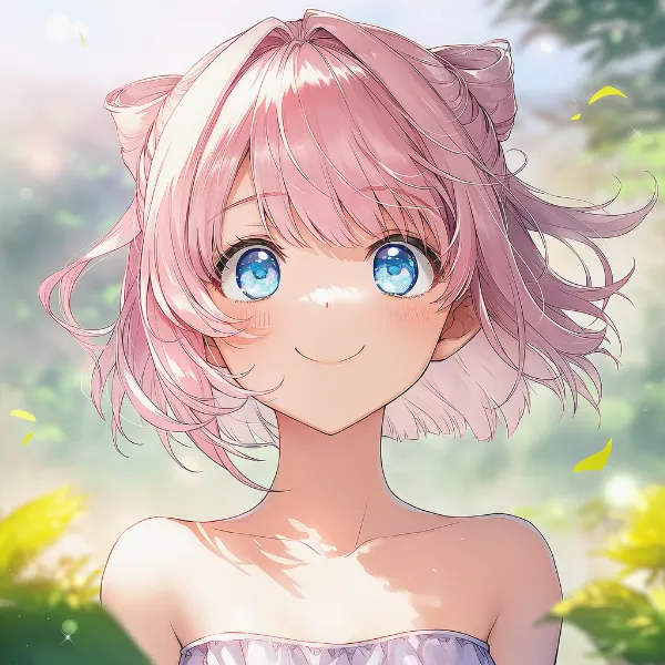 口をUの字型にして笑うデフォルメ表情のAIイラスト