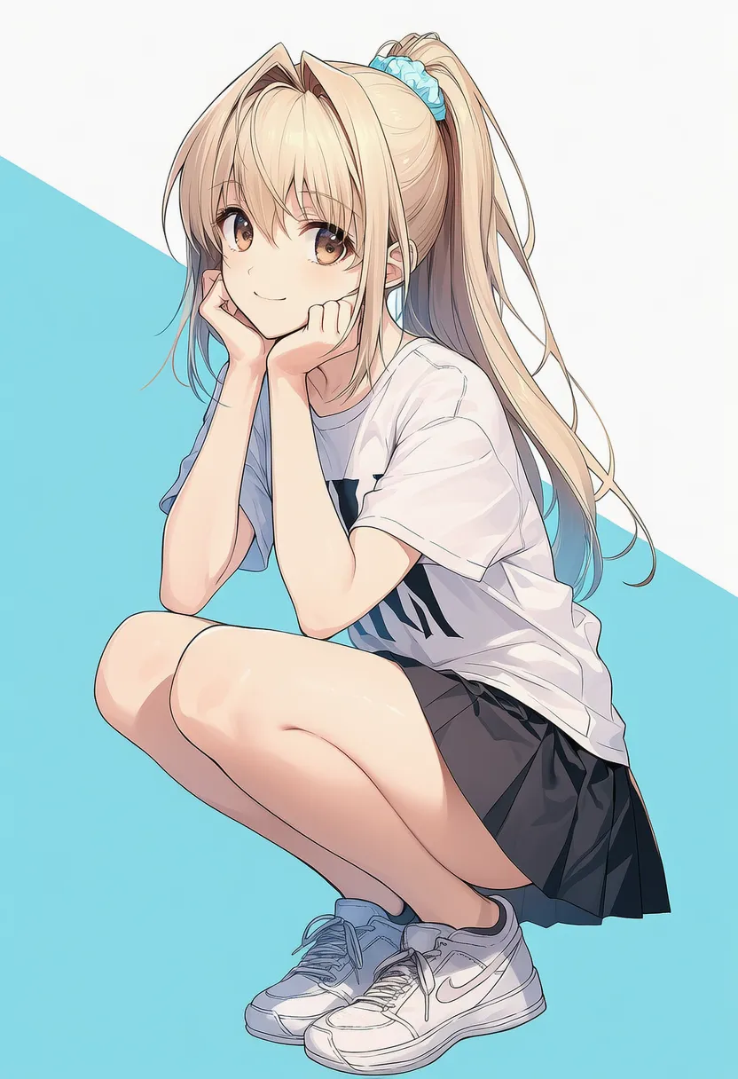 しゃがむ基本姿勢のAIイラスト