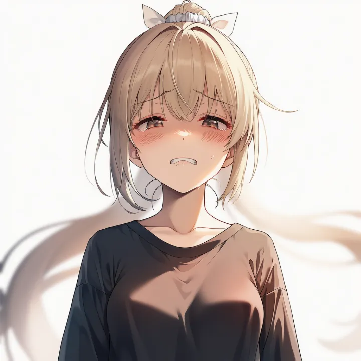 目を細めて力む表情のAIイラスト