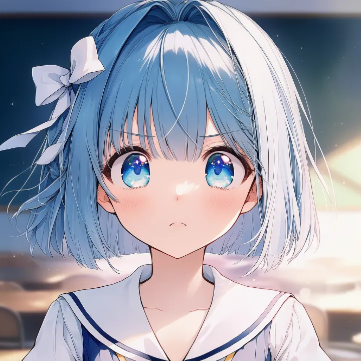 相手をじっと凝視する表情を再現したAIイラスト